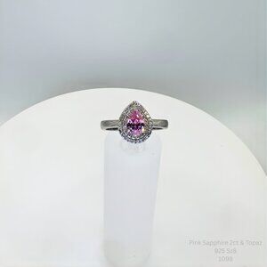 Handmade Jewelry 2ct Pink Sapphire Halo Ring 925 Silver Size 8 Resizable